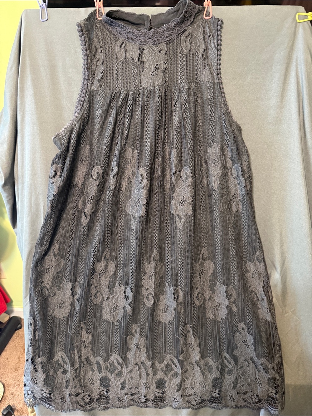 Maurices Gray Lace Overlay Sleeveless Dress